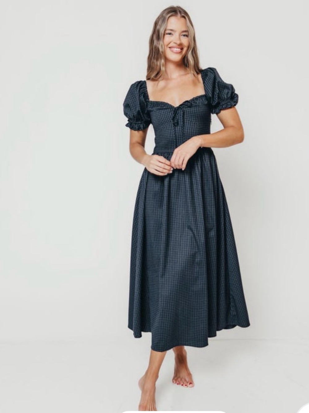 Worth Collective Kara Plaid Maxi Dress In Navy